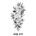 Black and white floral temporary tattoo sticker, waterproof dark style body art main display. - XQB-270