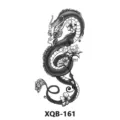 Adesivo per tatuaggio drago e fiore in bianco e nero trasferimento d'acqua arte - Drago e Floreale (XQB-161)