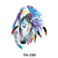 Autocollant de tatouage temporaire de licorne de plume d'aquarelle colorée étanche - TH-230