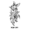Waterproof temporary tattoo sticker featuring realistic black and white bird and peony flower design. - XQB-281