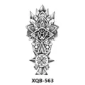 Adesivo per tatuaggio temporaneo floreale geometrico in bianco e nero per mezzo braccio. - XQB-563