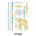 Foglio di tatuaggi temporanei metallici impermeabili con elefante e mandala bohemien. - YH-095 / 210*148mm