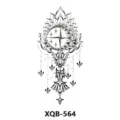 Adesivo per tatuaggio con fiore, luna e stella in bianco e nero, decalcomania d'arte corporea. - XQB-564