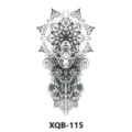 Sticker de tatouage temporaire floral mandala noir imperméable art corporel design géométrique - XQB-115