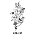 Snake and peony temporary tattoo sticker, black and white sketch design style for body art. - XQB-283