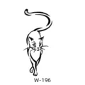 Autocollant de tatouage chat minimaliste, art corporel imperméable, variante élégante. - W-196 / 60*80mm