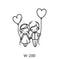 Sticker de tatouage temporaire couple minimaliste avec ballons cœur, art corporel étanche. - W-200 / 60*80mm