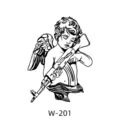Autocollant de tatouage temporaire minimaliste avec un design d'ange audacieux pour le style quotidien. - W-201 / 60*80mm