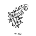 Autocollant de tatouage temporaire pistolet revolver et fleur minimaliste, design noir. - W-202 / 60*80mm