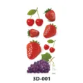 Sticker tatouage temporaire fruit 3D avec motifs réalistes de cerises, fraises et raisins. - 3D-001