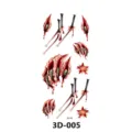 Autocollant de tatouage temporaire griffe 3D horreur clou sanglant art corporel imperméable - 3D-005