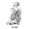 Black and white mythical beast tattoo sticker temporary arm body art transfer waterproof design. - TH-669