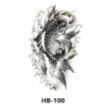 Autocollant de tatouage temporaire imperméable design carpe koï japonaise noir et gris. - HB-100 / 210*148mm