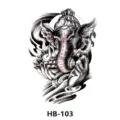 Temporäres Tattoo-Aufkleber wasserdicht halber Arm schwarz grau Ganesha Motiv - HB-103 / 210*148mm