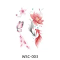 Adesivo per tatuaggio temporaneo impermeabile con motivo floreale, farfalle e pesci. - WSC-003