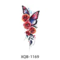 Waterproof temporary tattoo sticker featuring colorful watercolor butterfly and red roses design. - Butterfly and Red Roses (XQB-1169)