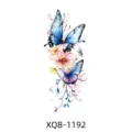Autocollant de tatouage temporaire papillon bleu étanche motif floral pour bras corporel - Style Papillon Bleu et Fleurs Colorées (XQB-1192)