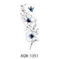 Autocollant de tatouage temporaire fleur et papillon bleu, art corporel étanche. - XQB-1351 / 114*210mm