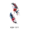 Variante d'autocollant de tatouage temporaire floral plume colorée, beau design artistique. - Style Plume Florale (XQB-1311)