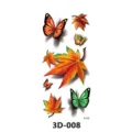 3D Tatouage Temporaire Imperméable Papillon et Feuille d'Érable Design Réaliste - 3D-008