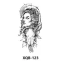 Adesivo per tatuaggio temporaneo impermeabile con volto di donna, fiori e teschio per body art. - XQB-123
