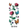 Autocollant de tatouage temporaire 3D imperméable rose florale papillon art corporel - 3D-010