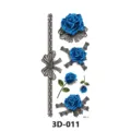 Autocollant de tatouage temporaire imperméable 3D, rose bleue dentelle noire nœud art corporel. - 3D-011
