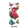 Autocollant de tatouage temporaire papillon 3D coloré imperméable rose art corporel - 3D-012
