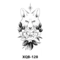 Adesivo per tatuaggio temporaneo con un design dettagliato di testa di volpe e fiori, impermeabile. - XQB-128