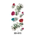 Autocollant de tatouage temporaire imperméable 3D, design réaliste de rose pour la peau. - 3D-015
