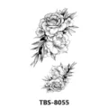 Sticker de tatouage temporaire imperméable avec motif floral de pivoine noir et blanc. - Style Floral de Pivoine (TBS-8055)