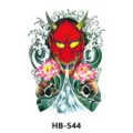 Autocollant de tatouage temporaire imperméable avec masque Hannya japonais, lotus et crânes. - Masque Hannya (HB-544)