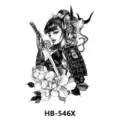 Waterproof temporary tattoo sticker featuring Japanese geisha samurai and peony design for body art. - Geisha and Samurai (HB-546X)