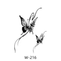 Autocollant de tatouage temporaire papillon et rose à lignes noires minimalistes, design chic. - W-216 / 60*80mm