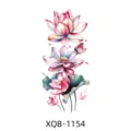 Adesivo tatuaggio temporaneo fiore di loto colorato variante, ideale per decorazione braccio. - Loto e Foglie (XQB-1154)