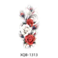 Autocollant de tatouage temporaire avec roses colorées et plumes de paon pour body art. - Style Plume de Paon Rose (XQB-1313)