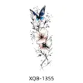 Temporary waterproof tattoo sticker featuring blue butterfly and floral arm design variant. - XQB-1355 / 114*210mm