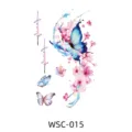 Watercolor butterfly cherry blossom temporary tattoo sticker, aesthetic floral body art design for daily wear - WSC-015