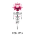 Temporary tattoo sticker featuring pink lotus and elegant black pendant design for arms. - Lotus Pendant Lines (XQB-1155)