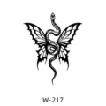 Autocollant de tatouage temporaire serpent gothique aile papillon art de ligne noire étanche - W-217 / 60*80mm