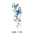 Waterproof temporary tattoo sticker featuring blue butterfly and pink flowers for arm. - Watercolor Blue Butterfly Pink Flower Style (XQB-1199)