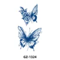 Autocollant de tatouage temporaire papillon bleu rose jus botanique art corporel étanche - GZ-1324 / 110*180mm