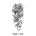 Black and white tiger temporary tattoo sticker for arm, realistic floral body art design. - XQB-1395