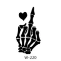 Autocollant de tatouage de main de squelette minimaliste, design art corporel noir étanche. - W-220 / 60*80mm
