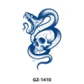 Herbal juice temporary tattoo sticker snake skull gothic waterproof half arm body art design - Snake Wrapped Skull (GZ-1410) / 110*180mm