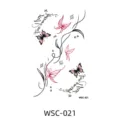 Waterproof temporary tattoo sticker featuring pink butterflies and floral vines for body art. - WSC-021