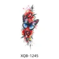 Waterproof temporary tattoo sticker with colorful butterfly and red roses design for body art. - XQB-1245