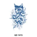 Herbal juice temporary tattoo sticker featuring an exquisite cat and floral design. - Cat and Flowers (GZ-1415) / 110*180mm