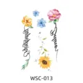 Watercolor floral temporary tattoo sticker with cute flower designs and English lettering. - WSC-013