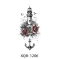 Waterproof temporary tattoo sticker featuring lighthouse, anchor and red roses design for arms. - Nautical Lighthouse Anchor Red Rose Style (XQB-1206)
